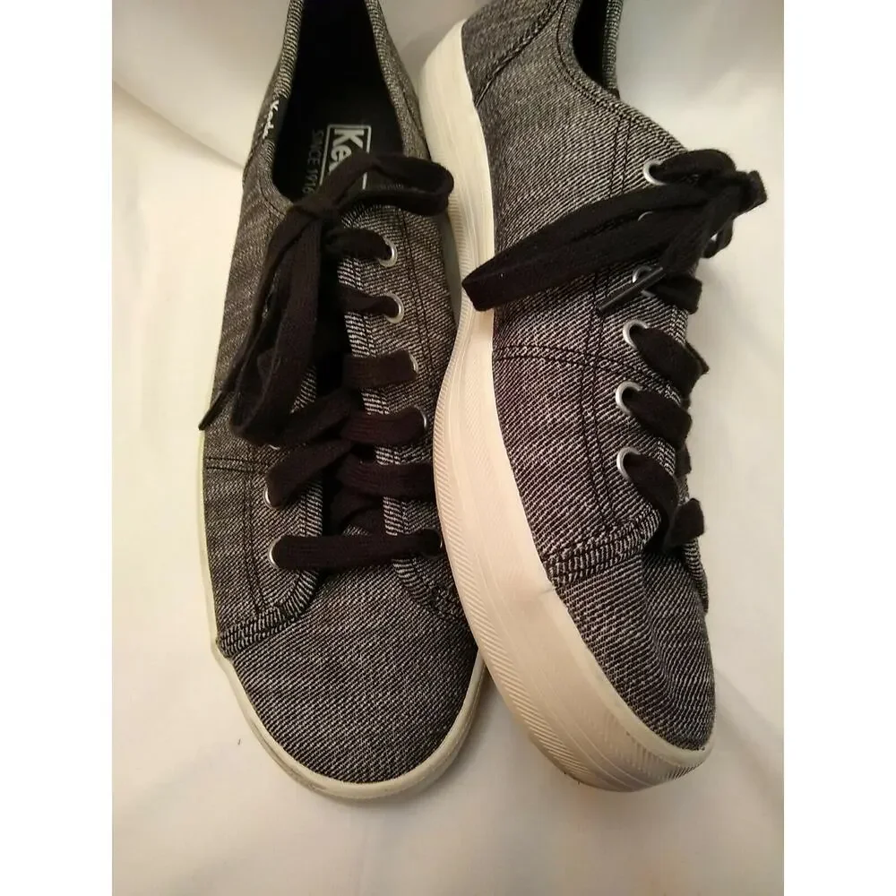 Keds women's size 9.5 Kickstart Denim Twill Black sneakers.